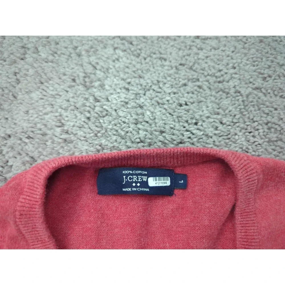 J Crew Sweater Mens Large Red‎ Pullover V-Neck Long Sleeve 100% Cotton Knit
